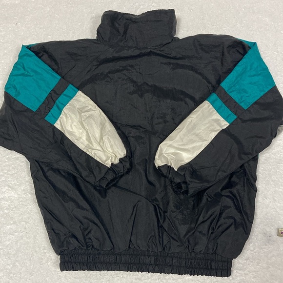 Vintage vertical active nylon jogging suit black teal and grey size medium 5 - Picture 6 of 14